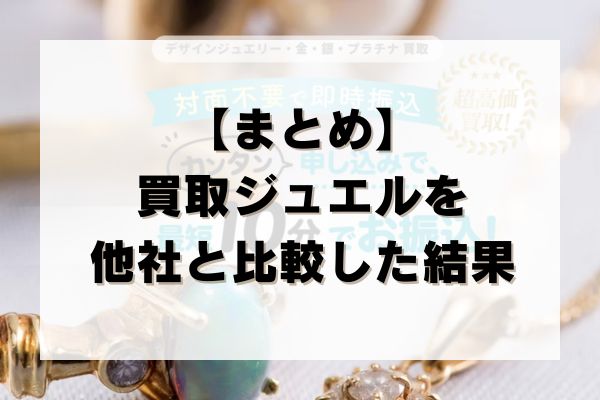【まとめ】買取ジュエルの先払い買取を他社と比較した結果